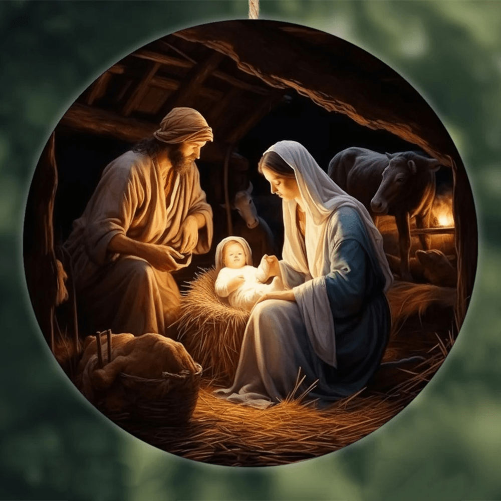 Christianartworkshop Realistic Styles Jesus Born Christmas Hanging Ornaments B - image 1