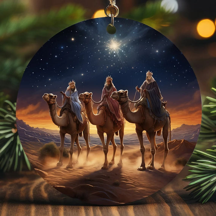 Christianartworkshop Illustration Styles Three Wisemen Kings Christmas Hanging Ornaments A - Ceramics - image 0