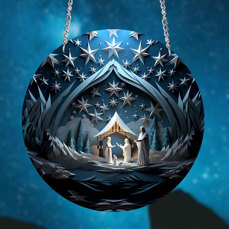 Christianartworkshop Blue Series 10 Styles Nativity Festive Decor Hanging Ornaments A