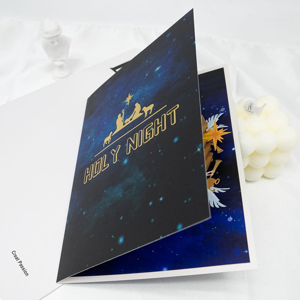 Holy Night Nativity 3d Paper Blessing Message Greeting Card