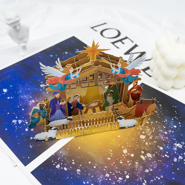 Holy Night Nativity 3d Paper Blessing Message Greeting Card