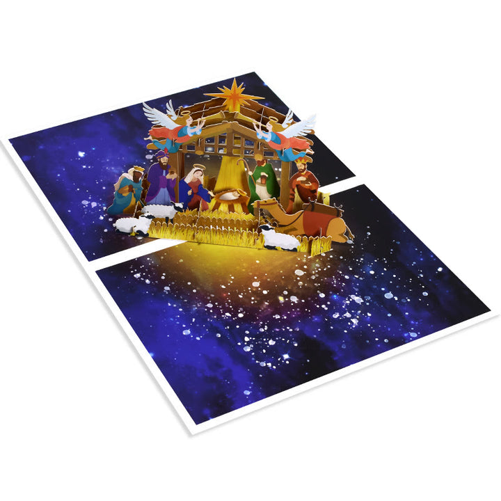 Holy Night Nativity 3d Paper Blessing Message Greeting Card