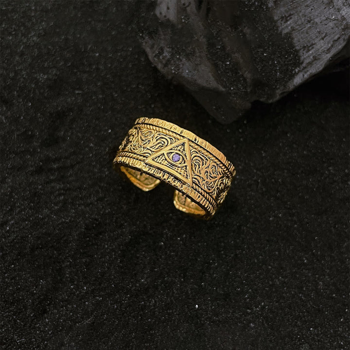 Christianartworkshop Retro Heavy Style Eye of God Pattern Golden Ring - Purple(Suitable for US sizes 6-9) - image 2