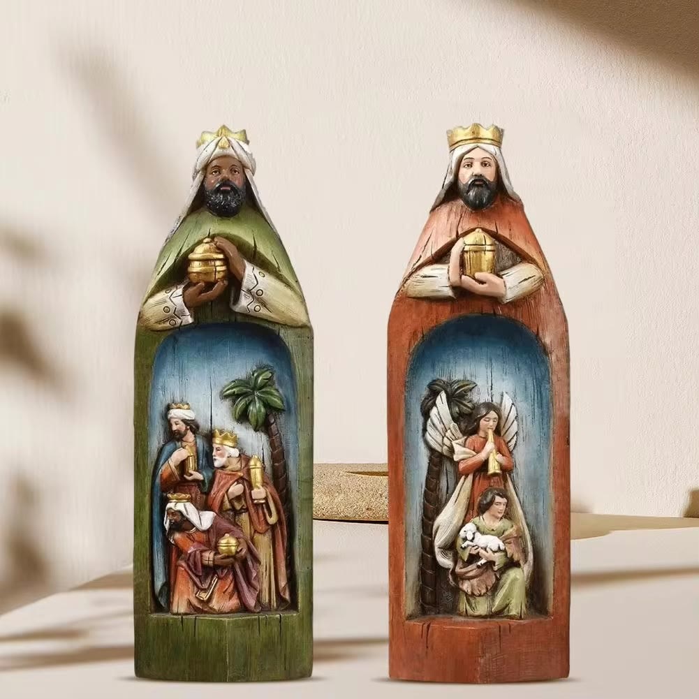 Christianartworkshop Realistic Style Resin Stereoscopic Colorful Nativity Desktop Decorations Ornament