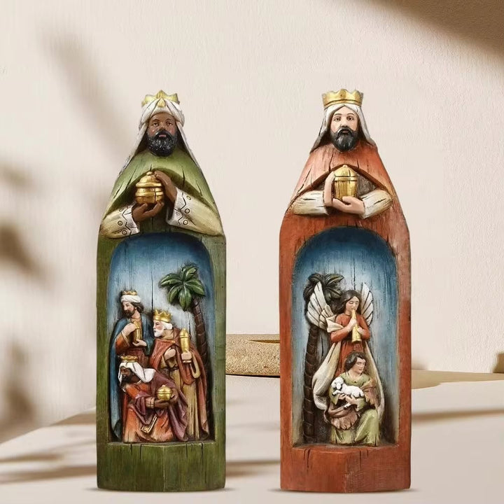 Christianartworkshop Realistic Style Resin Stereoscopic Colorful Nativity Desktop Decorations Ornament