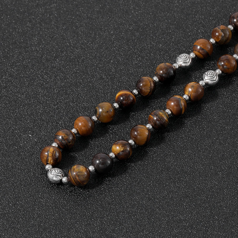 Christianartworkshop Miraculous Medal & Crucifix of 8 mm Round Multicolor Stone Nylon Cord Rosary - image 4