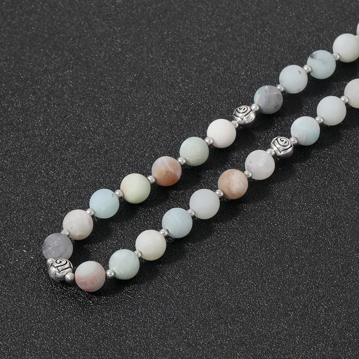 Christianartworkshop Miraculous Medal & Crucifix of 8 mm Round Multicolor Stone Nylon Cord Rosary - image 7