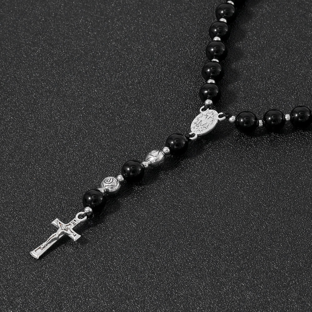 Christianartworkshop Miraculous Medal & Crucifix of 8 mm Round Multicolor Stone Nylon Cord Rosary - image 14