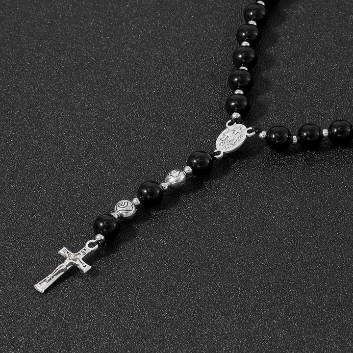 Christianartworkshop Miraculous Medal & Crucifix of 8 mm Round Multicolor Stone Nylon Cord Rosary - image 14