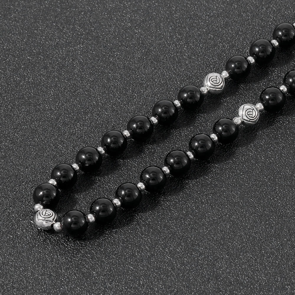 Christianartworkshop Miraculous Medal & Crucifix of 8 mm Round Multicolor Stone Nylon Cord Rosary - image 13