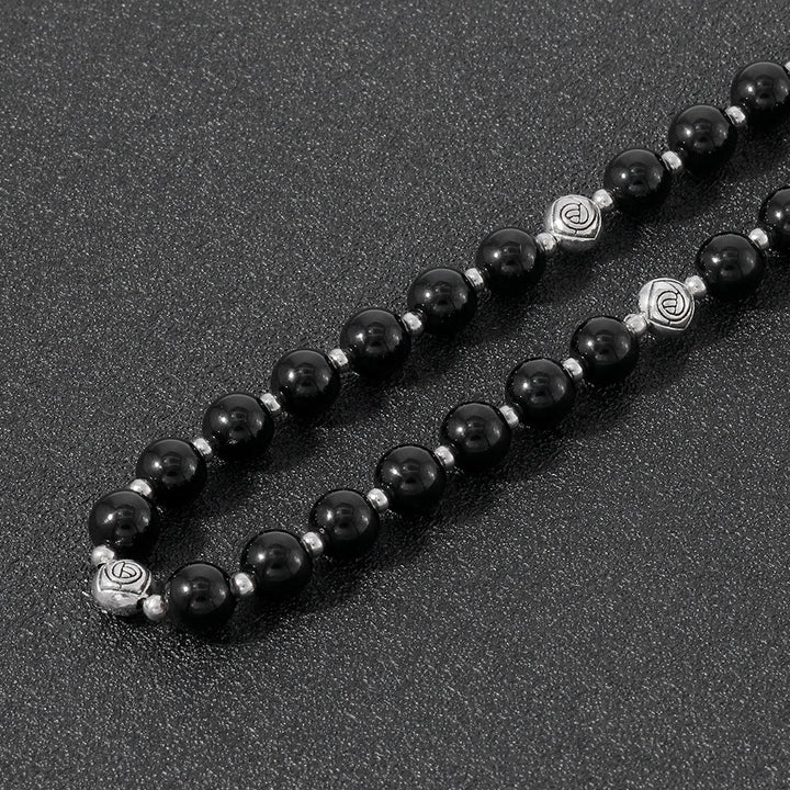 Christianartworkshop Miraculous Medal & Crucifix of 8 mm Round Multicolor Stone Nylon Cord Rosary - image 13