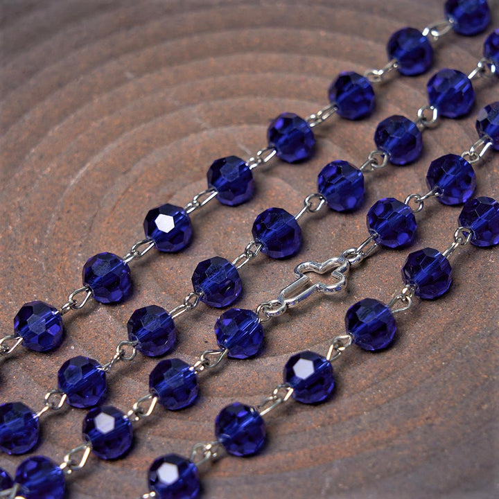 FREE Today: Christian Art Miraculous Medal & Cross of 8 mm Polyhedron Blue Crystal Alloy Chain Rosary - image 14
