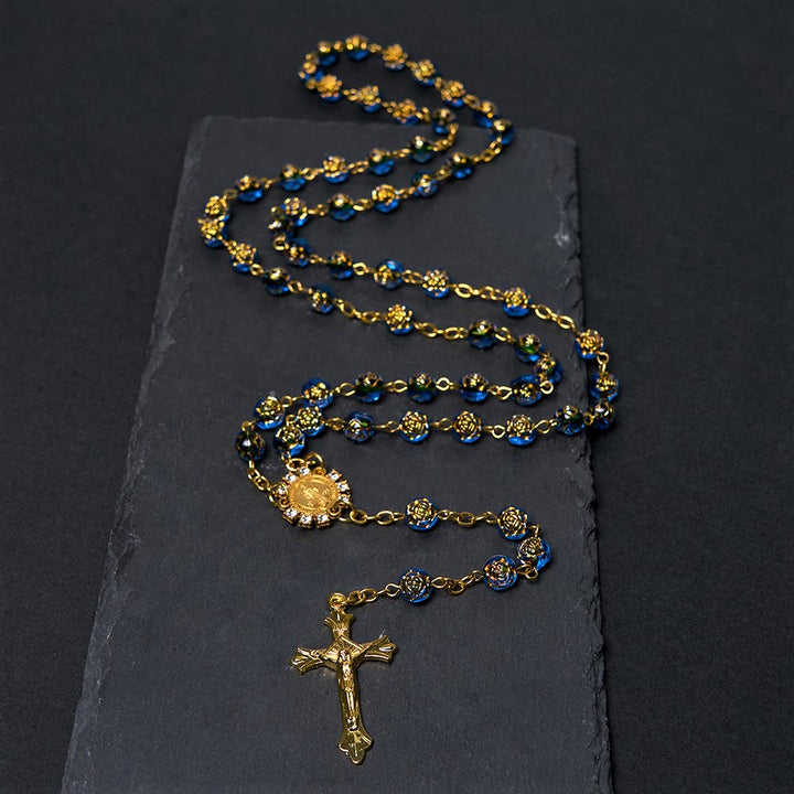 FREE Today: Christian Art St. Benedict Medal & Crucifix of 8 mm Round Multicolor Acrylic Alloy Chain Rosary - image 4