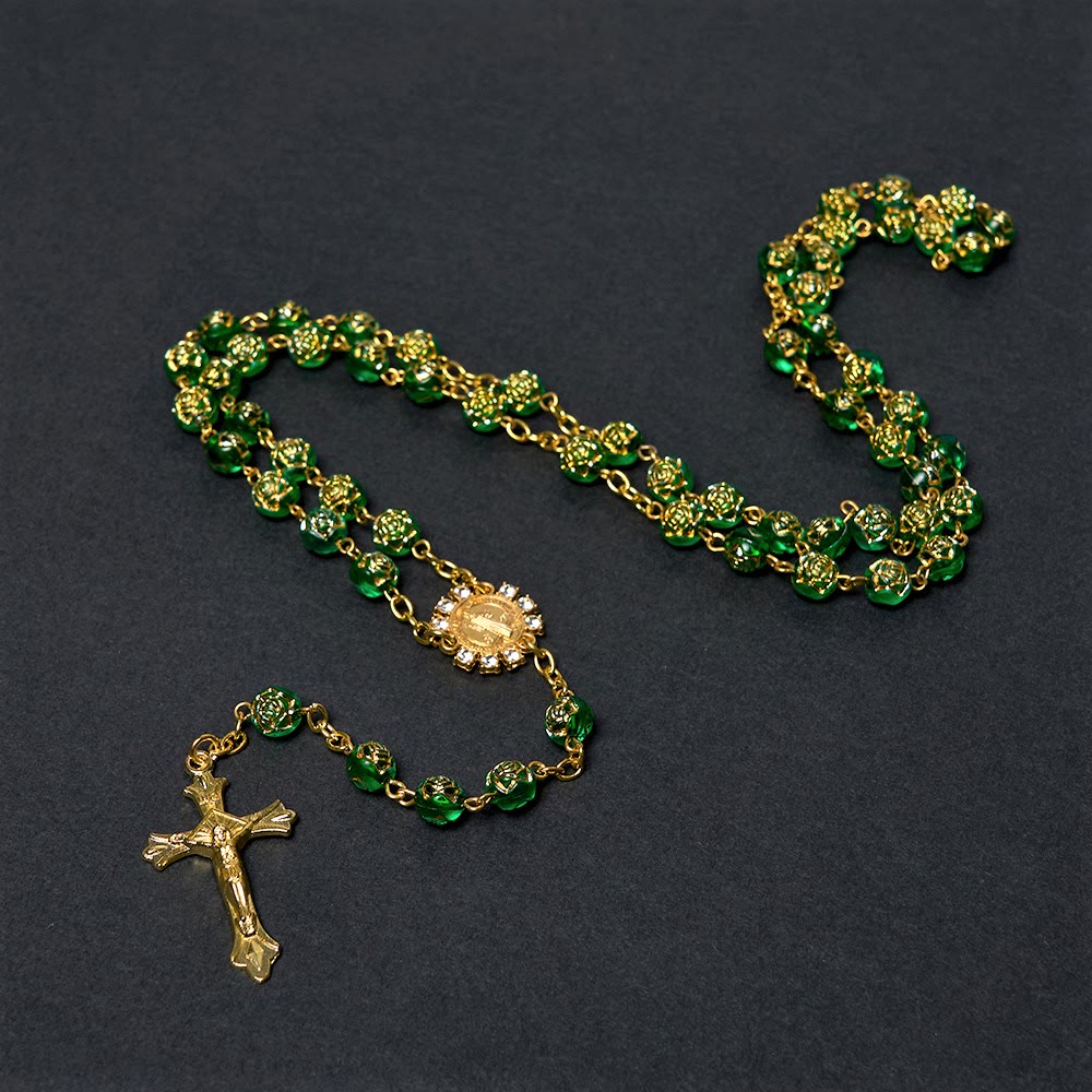Christianartworkshop St. Benedict Medal & Crucifix of 8 mm Round Multicolor Acrylic Alloy Chain Rosary - image 16