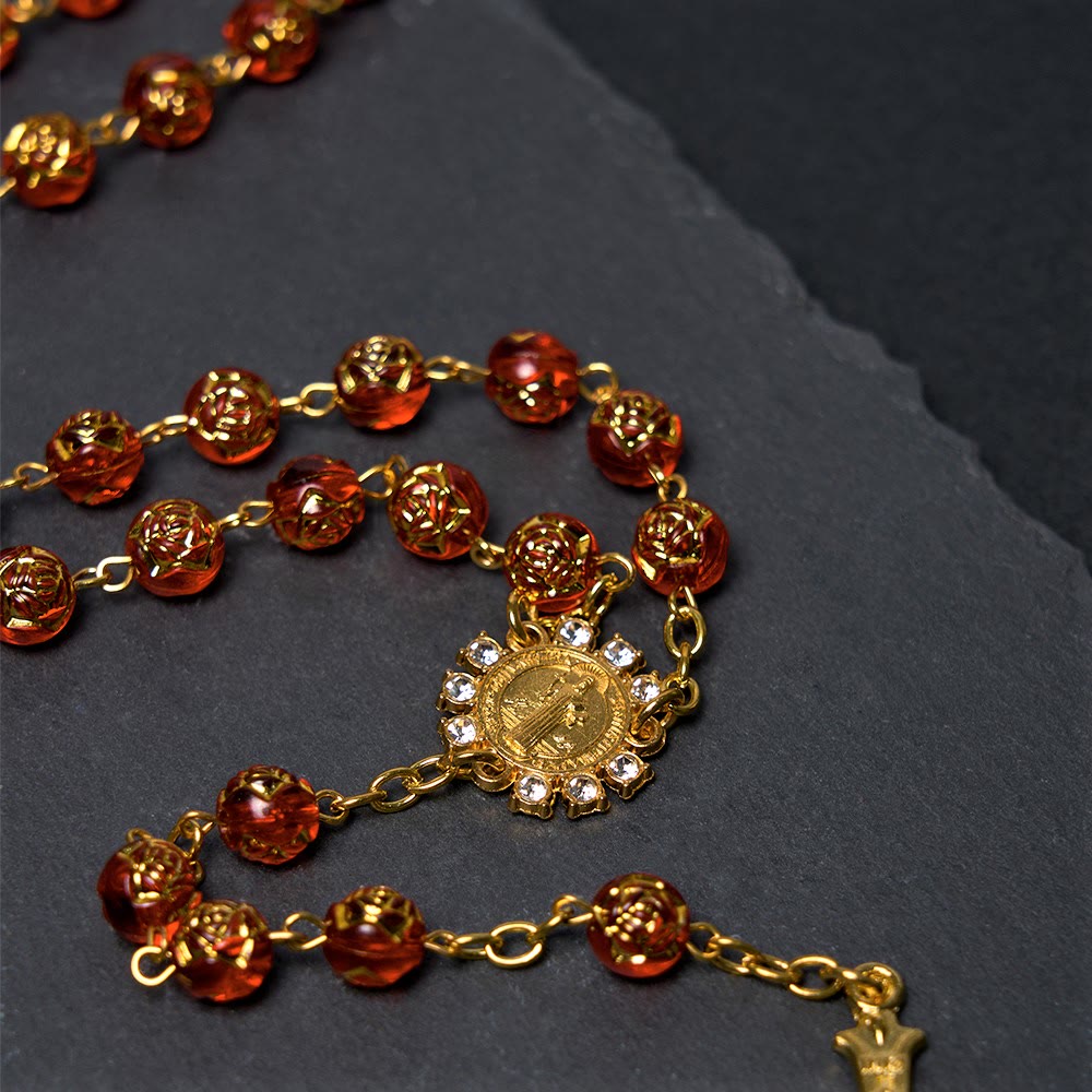 FREE Today: Christian Art St. Benedict Medal & Crucifix of 8 mm Round Multicolor Acrylic Alloy Chain Rosary - image 11