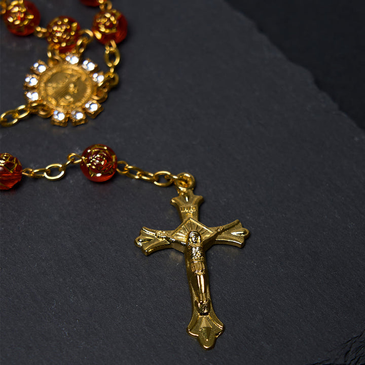 Christianartworkshop St. Benedict Medal & Crucifix of 8 mm Round Multicolor Acrylic Alloy Chain Rosary - image 9