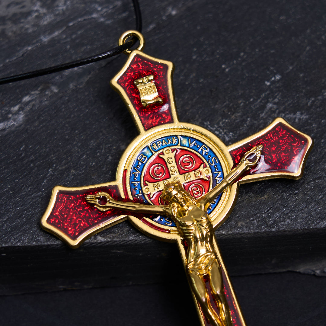 FREE Today: Classic Style Red/Blue Crafted Crucifix Big Size Pendant Necklace(2 color)