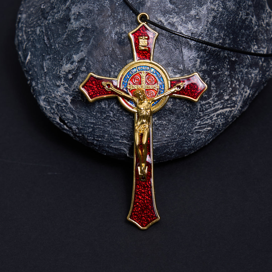 FREE Today: Christianartworkshop Classic Style Red/Blue Crafted Crucifix Big Size Pendant Necklace(2 color)