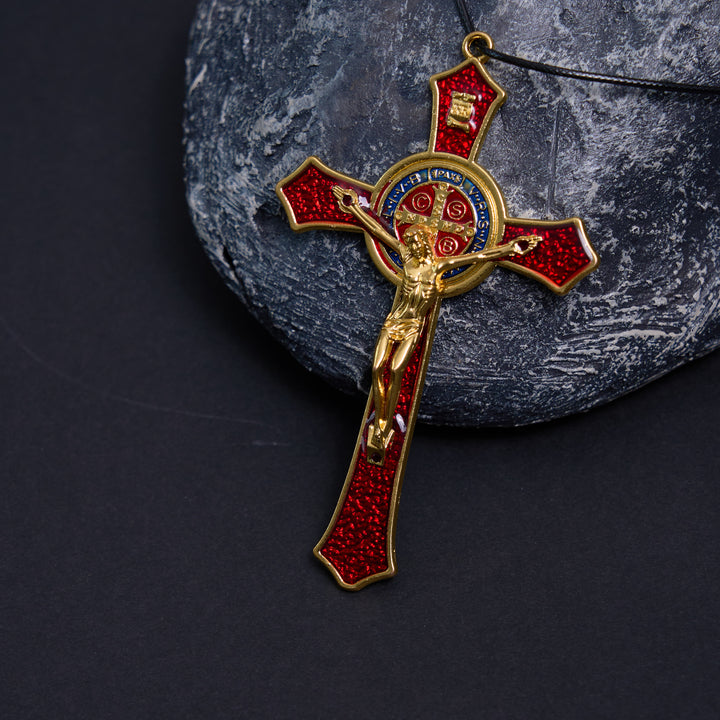 FREE Today: Christianartworkshop Classic Style Red/Blue Crafted Crucifix Big Size Pendant Necklace(2 color)