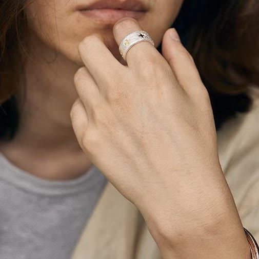 Christianartworkshop Minimalist Style Cross Adjustable Sterling Silver Ring