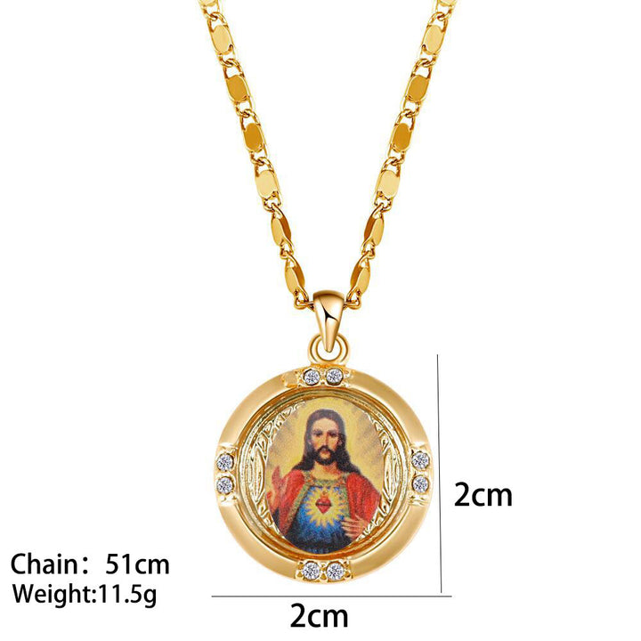 Christian Art 3 Modern Styles Gemstones Jesus Sacred Heart Alloy Necklace