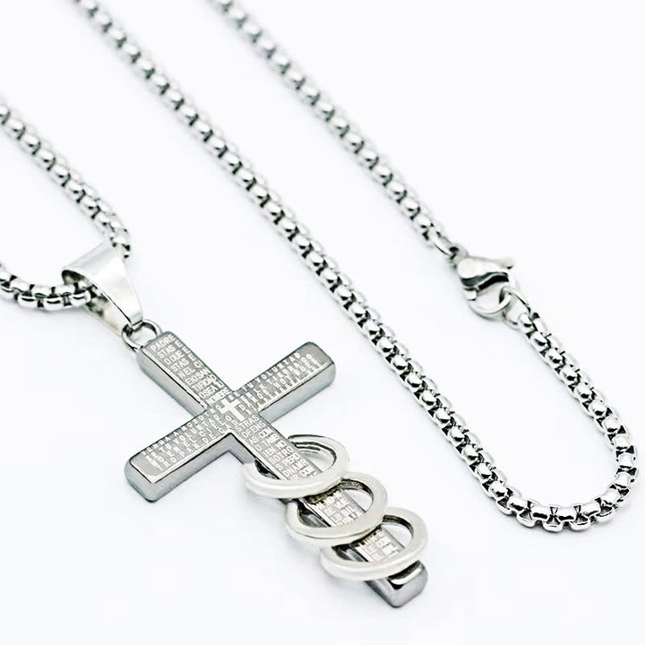 Christianartworkshop Minimalist Style Bible Verse Cross Pendant Titanium Necklace