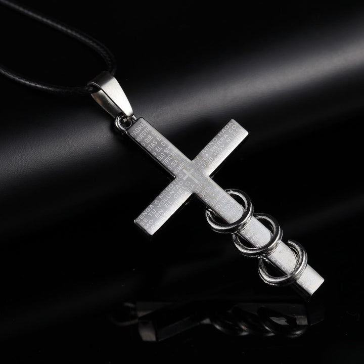 Christianartworkshop Minimalist Style Bible Verse Cross Pendant Titanium Necklace