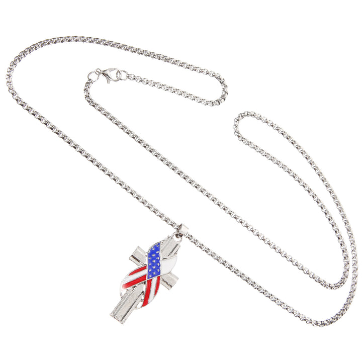 Christianartworkshop Modern Style American Flag Icon Cross Pendant Alloy Necklace