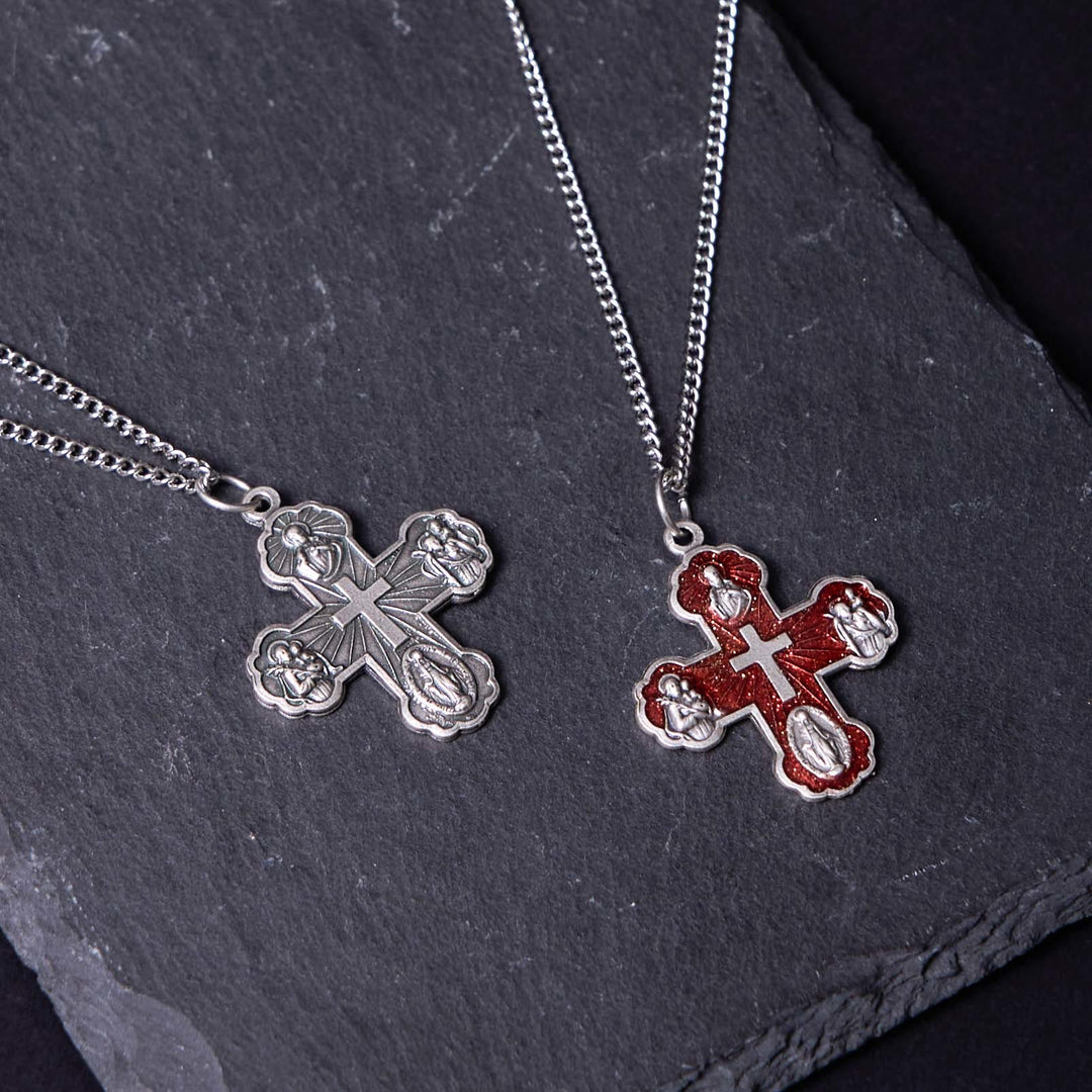 Christian Art Classic Style Carmelite Five-in-One Four-Way Cross Pendant Alloy Necklace