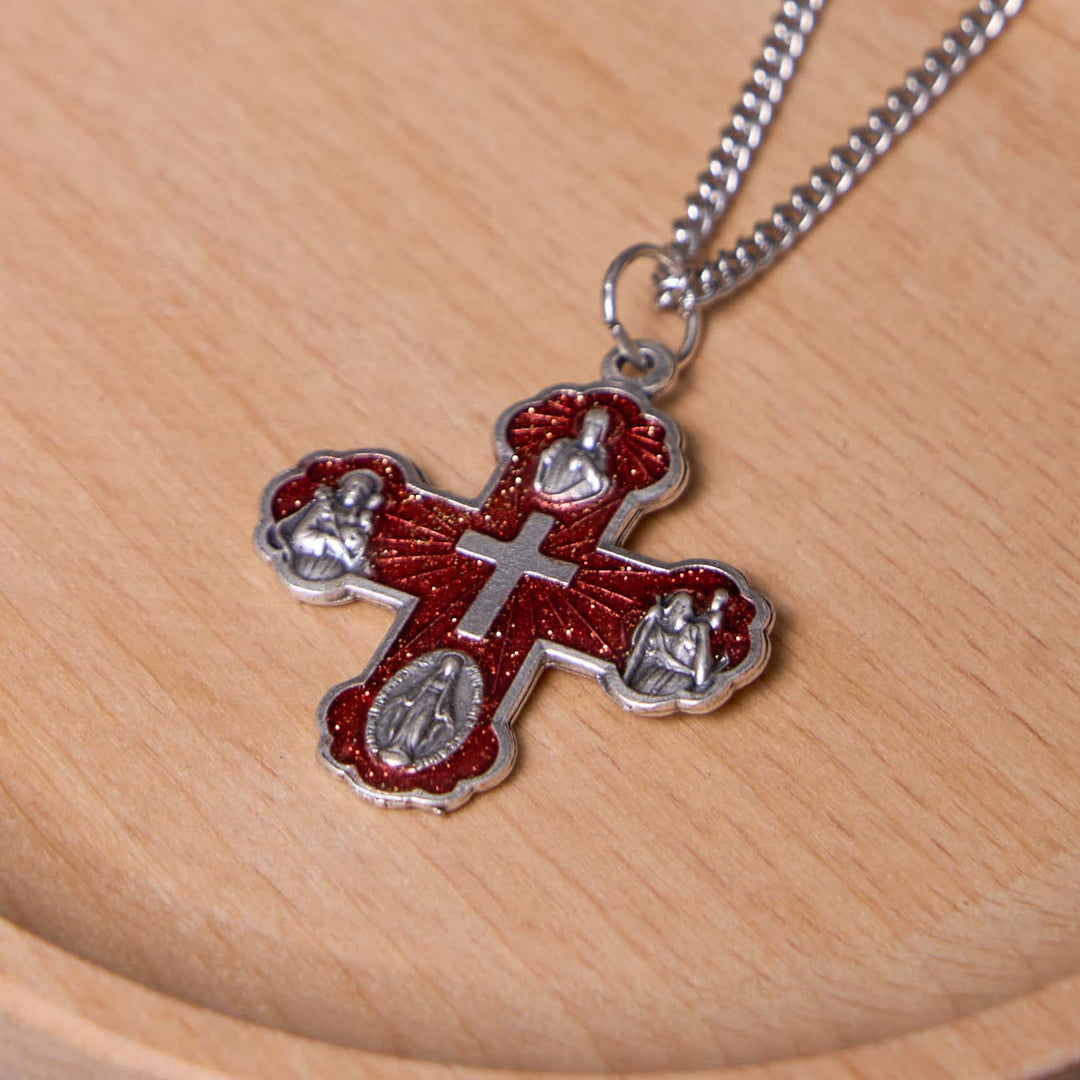 Christianartworkshop Classic Style Carmelite Five-in-One Four-Way Cross Pendant Alloy Necklace