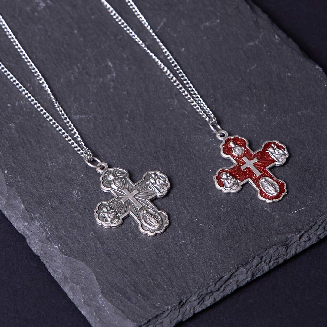 Christianartworkshop Classic Style Carmelite Five-in-One Four-Way Cross Pendant Alloy Necklace