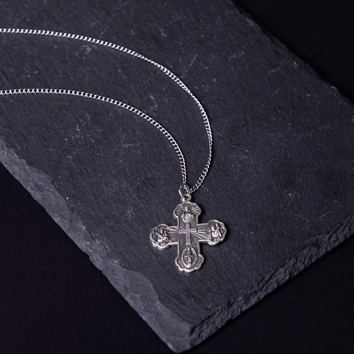 Christianartworkshop Classic Style Carmelite Five-in-One Four-Way Cross Pendant Alloy Necklace