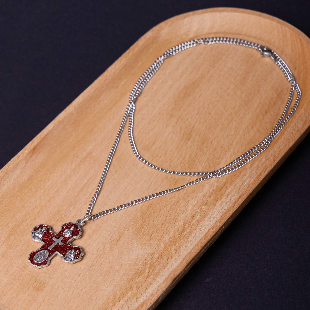 Christianartworkshop Classic Style Carmelite Five-in-One Four-Way Cross Pendant Alloy Necklace