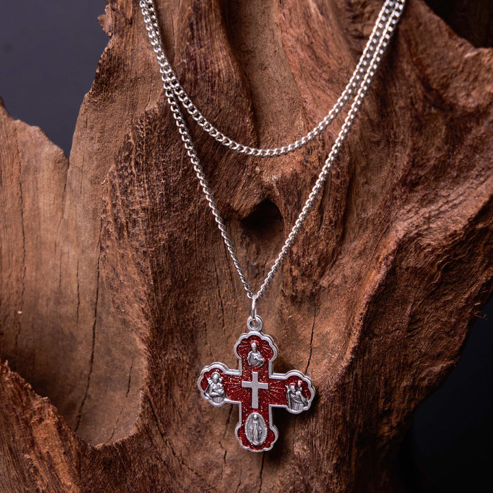 Christian Art Classic Style Carmelite Five-in-One Four-Way Cross Pendant Alloy Necklace