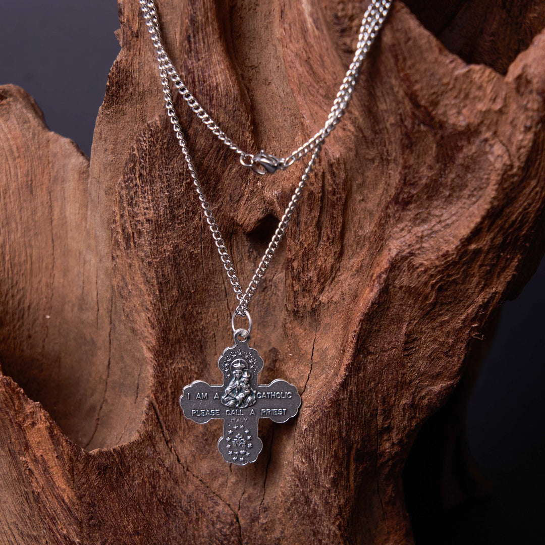 Christianartworkshop Classic Style Carmelite Five-in-One Four-Way Cross Pendant Alloy Necklace