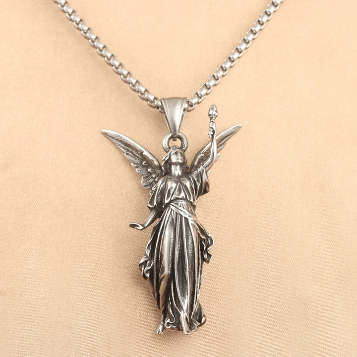 Christianartworkshop Classic Style Heavenly Protection Guardian Angel Titanium Pendant Necklace