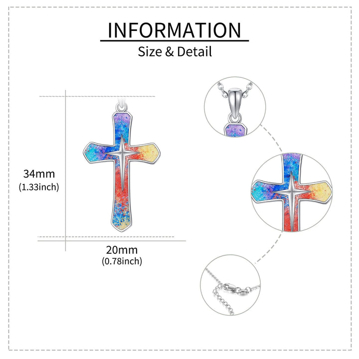 Christian Art Minimalist Style Rainbow Cross Alloy Pendant Necklace