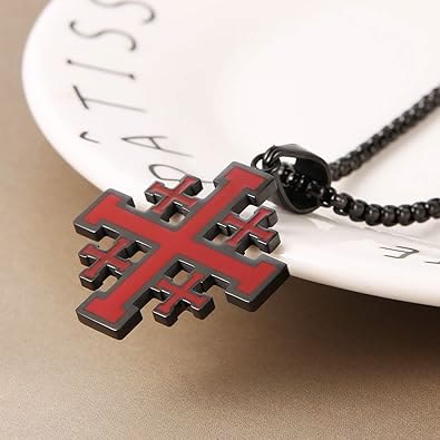 Christian Art Hip-hop Style Jerusalem Cross Titanium Steel Pendant Necklace