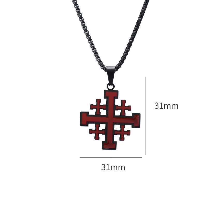 Christianartworkshop Hip-hop Style Jerusalem Cross Titanium Steel Pendant Necklace