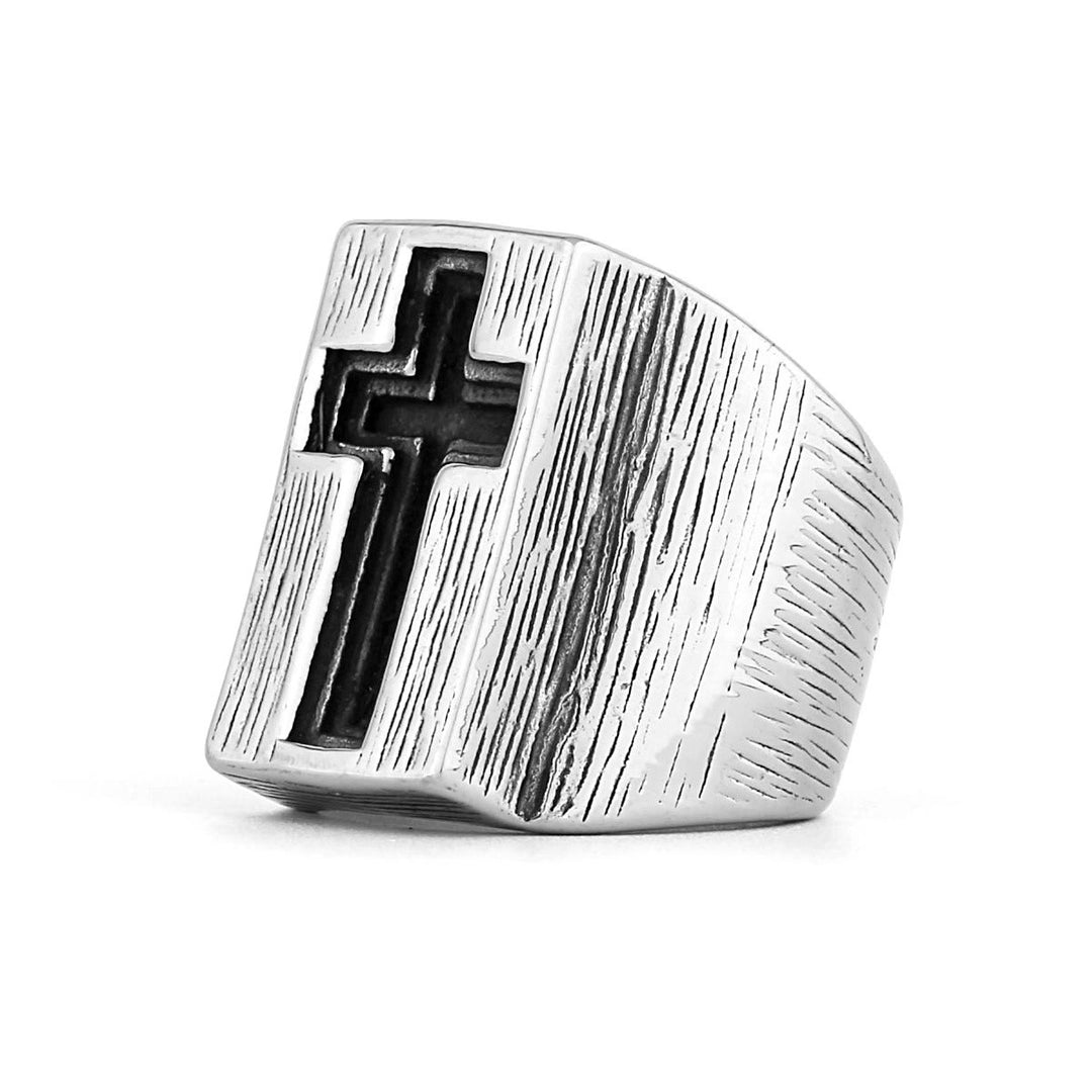 Christianartworkshop Retro Minimalist Style Broadside Cross Ring