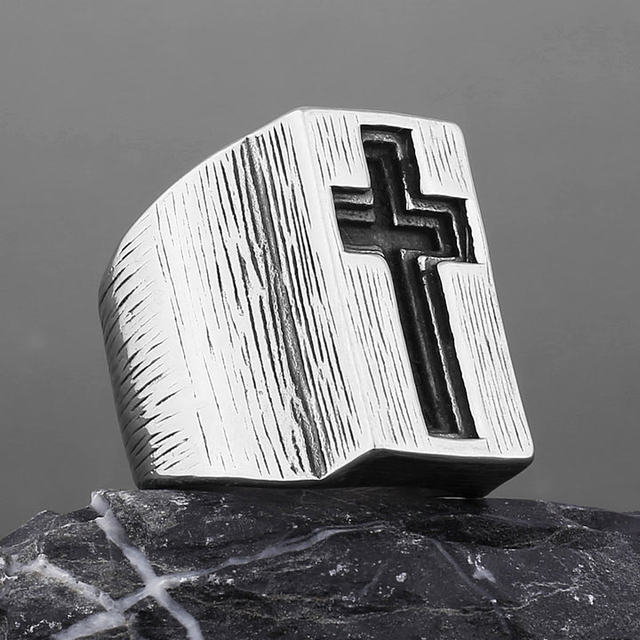 Christianartworkshop Retro Minimalist Style Broadside Cross Ring