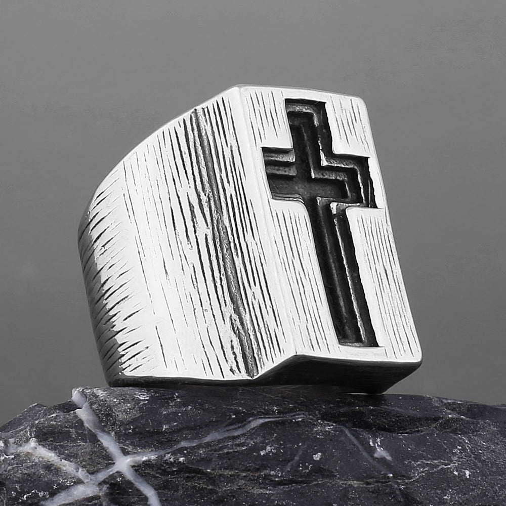 Christianartworkshop Retro Minimalist Style Broadside Cross Ring - image 1