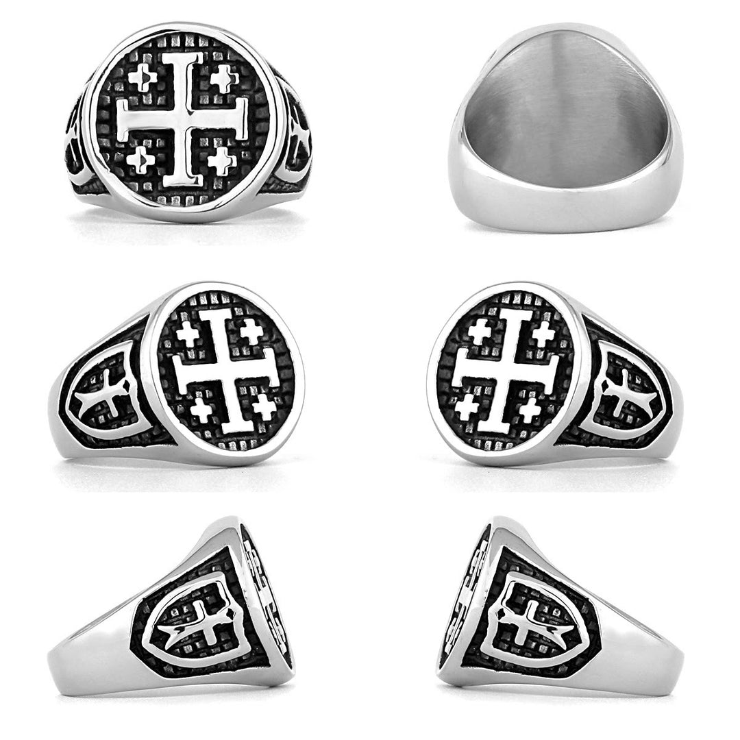 Christianartworkshop Retro Minimalist Style Jerusalem Cross Ring