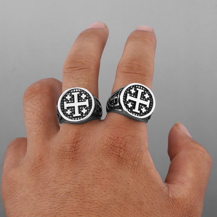 Christianartworkshop Retro Minimalist Style Jerusalem Cross Ring