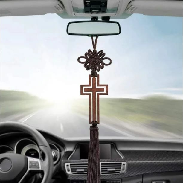 Christian Art Retro Rural Style Car Pendant Cross Holy Spirit Dove Car Hanging Ornaments