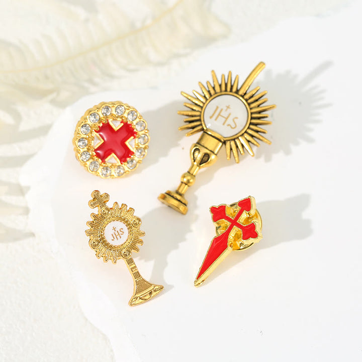 Christian Art 4pcs/set Retro Fresh Style Anti-exposure Pin Fashion Religion Brooch