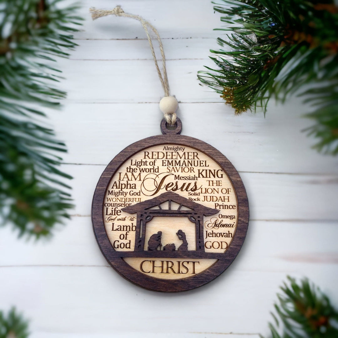 Christianartworkshop Rustic Style Layered Wooden Bible Verse Christmas Nativity Ornaments