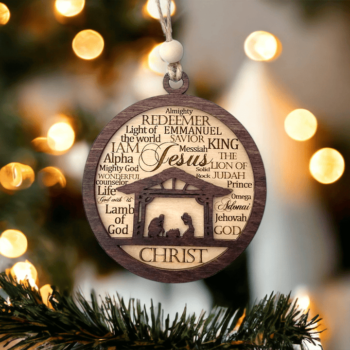 Christianartworkshop Rustic Style Layered Wooden Bible Verse Christmas Nativity Ornaments