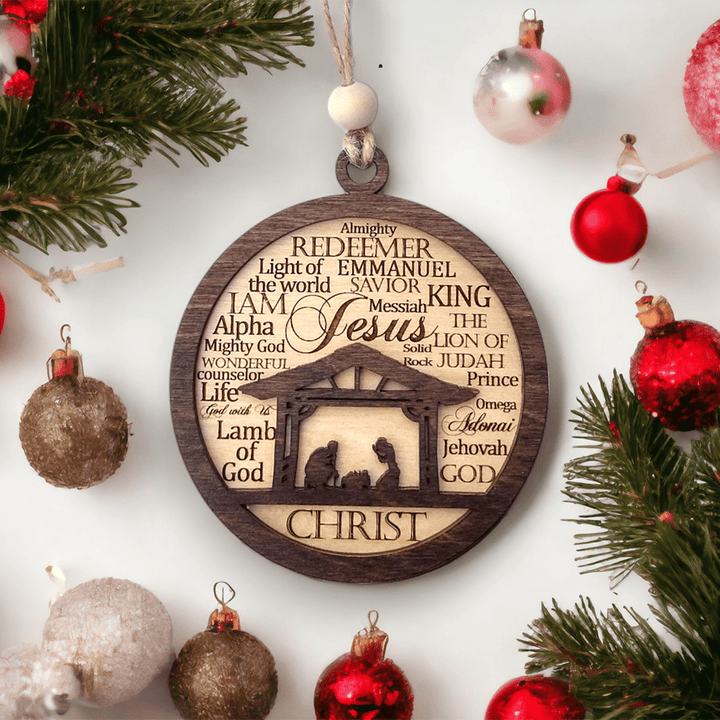 Christianartworkshop Rustic Style Layered Wooden Bible Verse Christmas Nativity Ornaments