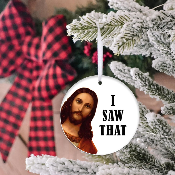 Christianartworkshop Classic Humor Style Jesus I Saw That Christmas Pendant Ornaments